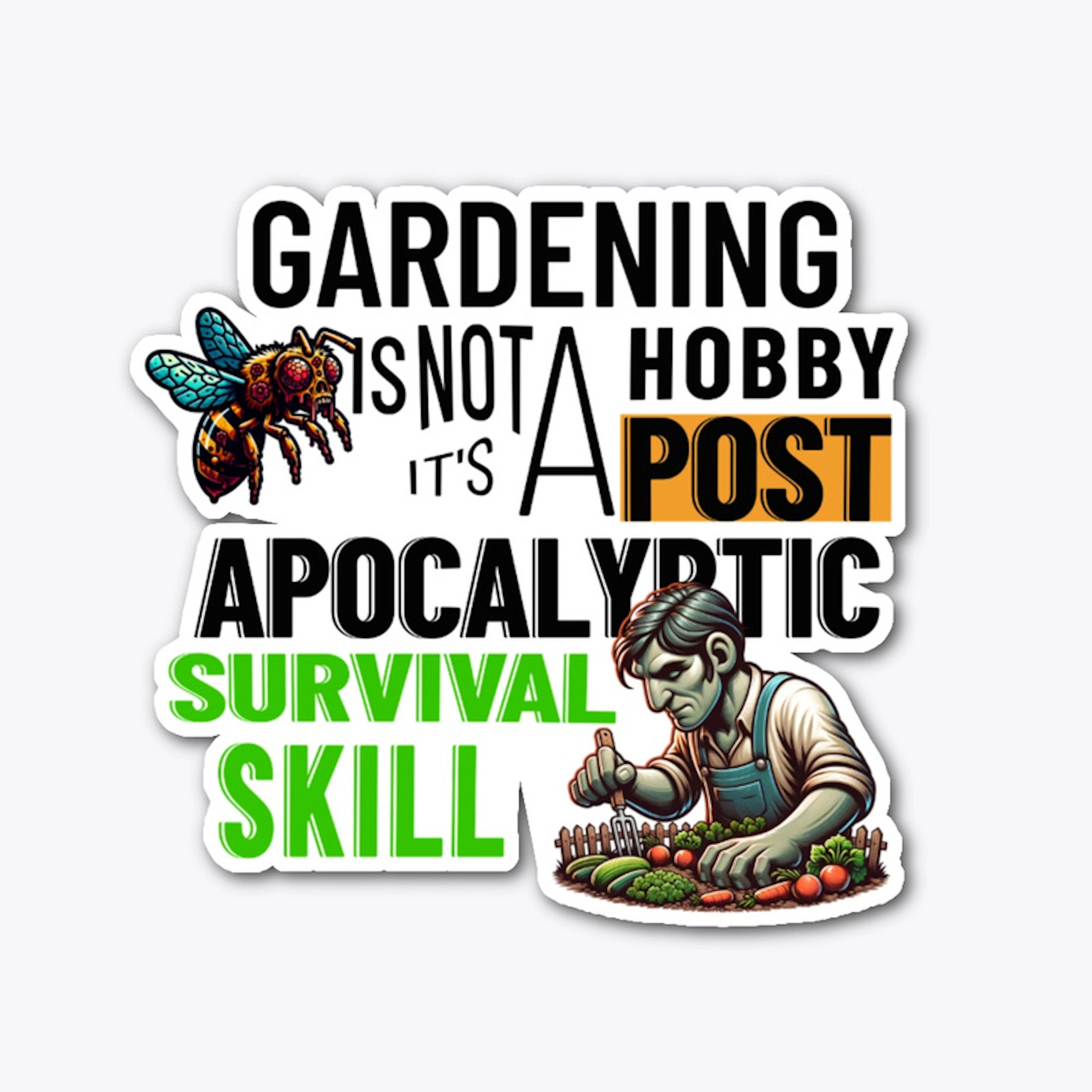Apocalyptic Zombie Die Cut Sticker
